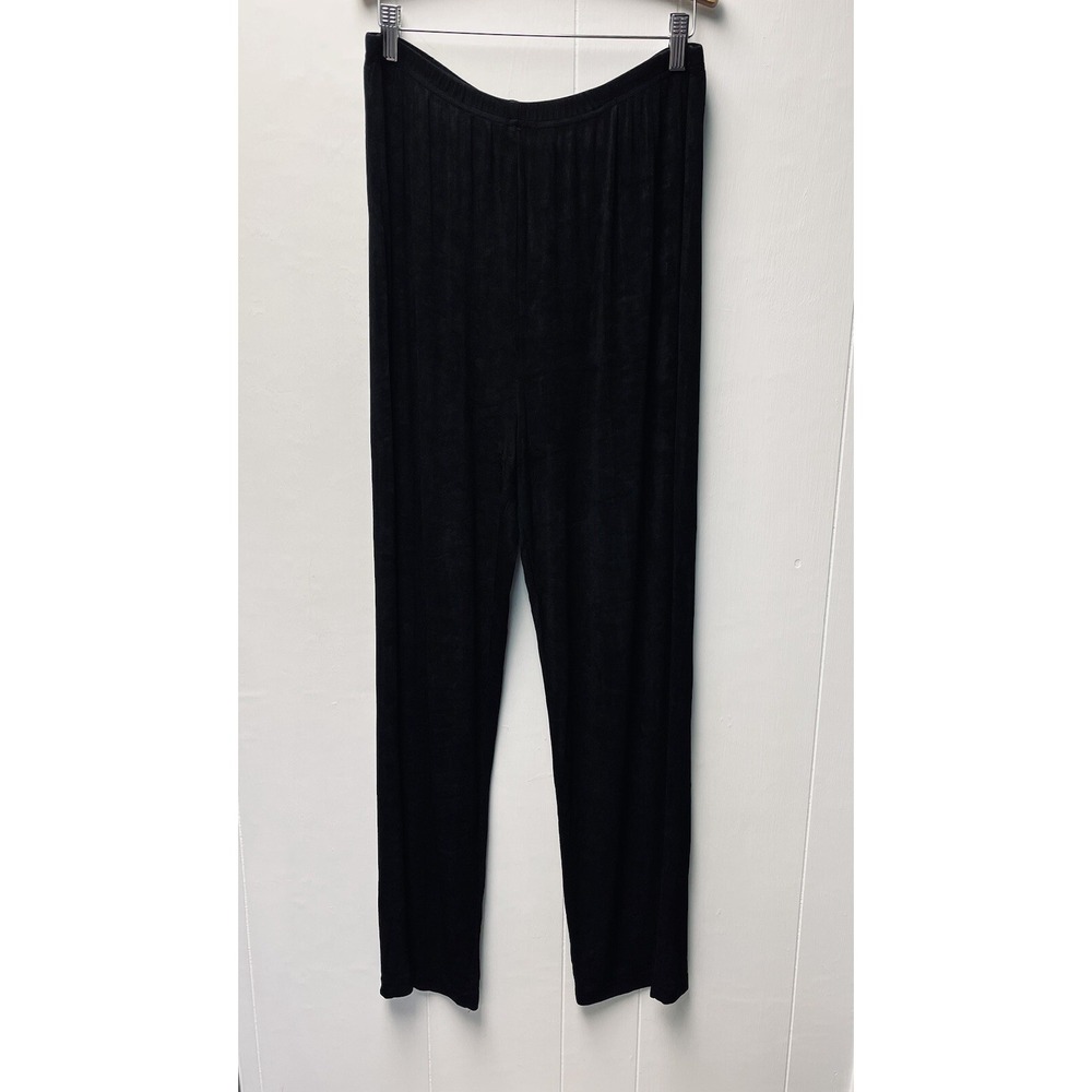 Christina Hope L Black Slinky Knit Stretch Pants Boho Casual Weekender Travel